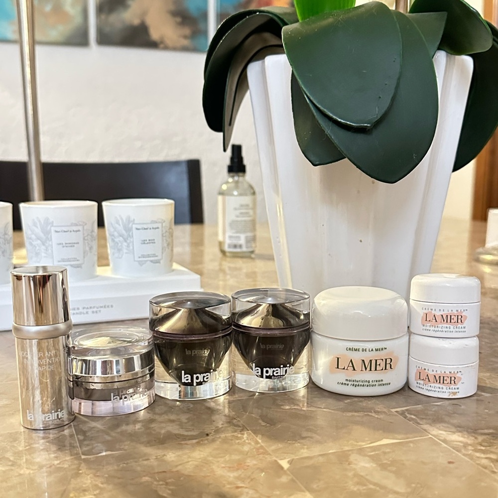 La Prairie and La Mer containers